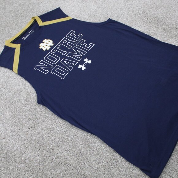 Notre Dame Tank Top Men Small Blue Under Armour Threadborne Loose Fit Heatgear - Picture 5 of 11